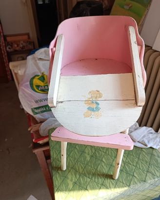 seggiolone per bambole in legno