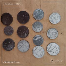 13 monete in lire italiane da 5/10/50