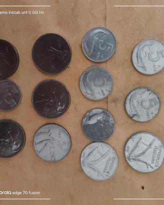 13 monete in lire italiane da 5/10/50