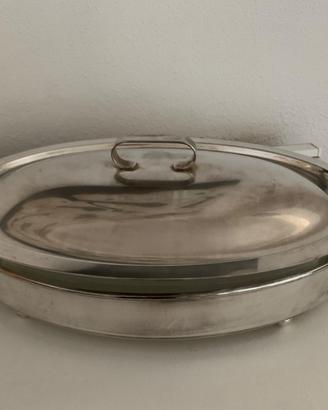 Porta pirofila con coperchio silver plate ovale