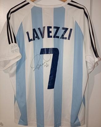 Maglia Argentina 2006 Lavezzi 7 autografata - Adid