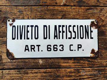 Tabella smaltata Divieto di Affissione
