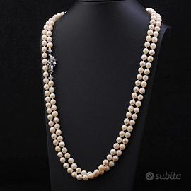 COLLANA DI PERLE NATURALI A DOPPIO FILO 7 MM