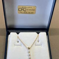 Collana Punto Luce in Oro Giallo 18k e Perle