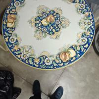 Tavolo pietra lavica dipinto a mano di Caltagirone
