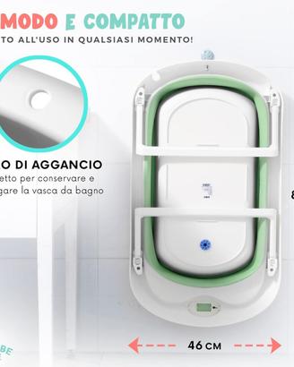 Vasca Bagnetto Neonato Pieghevole con Supporto