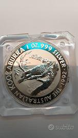 Kookaburra Australian 1 oncia 999 silver 1992