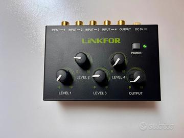 Mixer Audio 4 Canali Linkfor RCA -PC/TV/Impianto