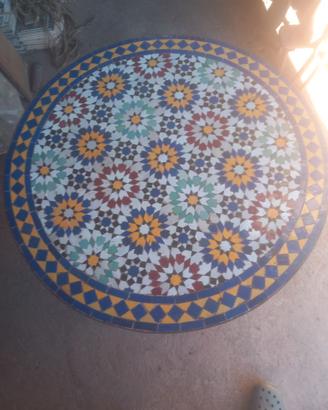 Tavolino rotondo marocchino mosaicato