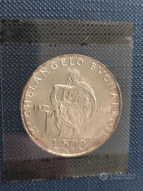 500 Lire Argento Michelangelo Commemorativa