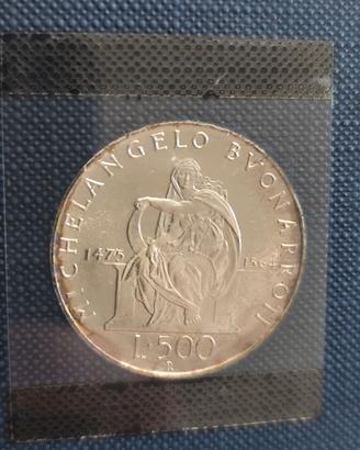500 Lire Argento Michelangelo Commemorativa