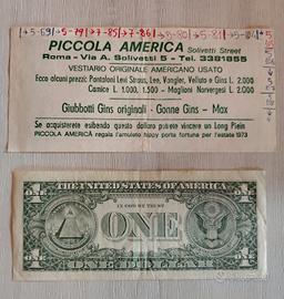 Volantino "Piccola America" + Dollaro Vero Anni 70