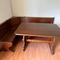 Panca angolare con tavolo in legno