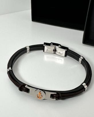 Bracciale uomo con ancora in acciaio e cordoncino