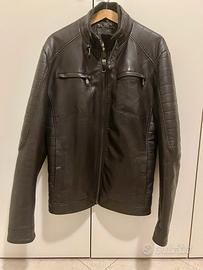 Giubbotto pelle Bata taglia XL/L marrone scuro