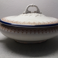 Zuppiera ceramica prima metà '900 oro/blu