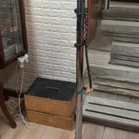 lampada acciaio cromata, base marmo vetro opalino 