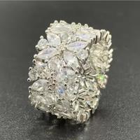 Anello Floreale Gioiello di Lusso Zirconi 60mm