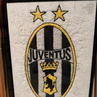 Quadro juventus in lana fatto a mano