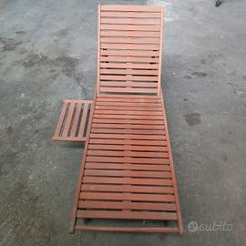sdraio legno con ruote, schienale reclinabile 