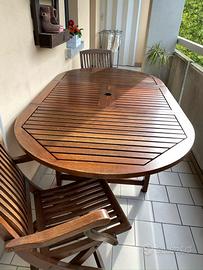 Tavolo da giardino in Teak con 6 sedie