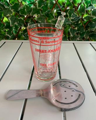 Set Amaretto di Saronno bicchiere+strainer+stirrer