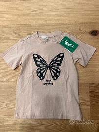 T-shirt Higgins farfalla rosa tg 110/116