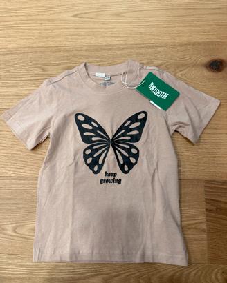 T-shirt Higgins farfalla rosa tg 110/116