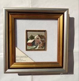 quadretto vintage su lamina argento