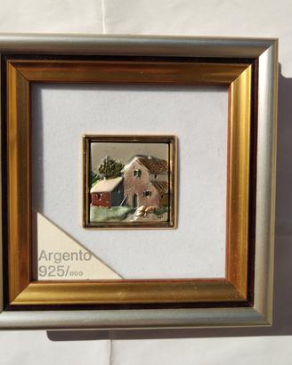 quadretto vintage su lamina argento