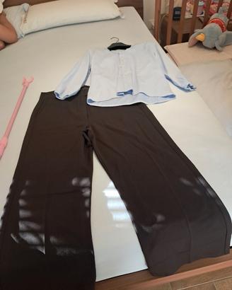 pantalone a palazzo e camicia