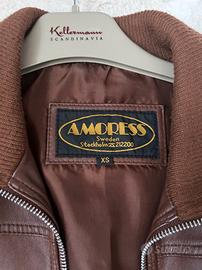 Giacca in pelle Amoress, vera pelle, marrone, otti