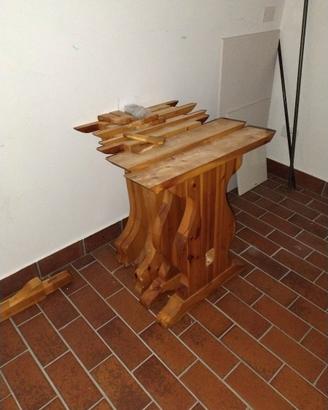 Gambe in legno massello per tavolo stile taverna