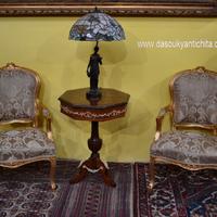 Coppia di poltrone dorate stile Luigi XV Barocco