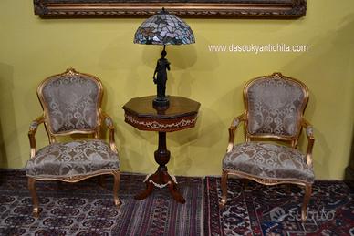 Coppia di poltrone dorate stile Luigi XV Barocco