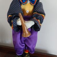 Clown Bambola musicista Alto 35cm Vintage 