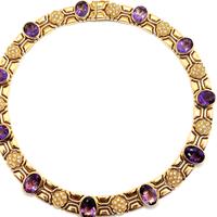 Collana oro giallo con diamanti e ametiste