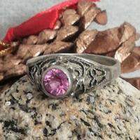 Anello antico in argento 800 e zaffiro rosa