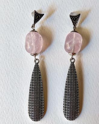 Orecchini quarzo rosa 