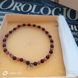 Bracciale in Oro 18kt  Color Corallo e Onice