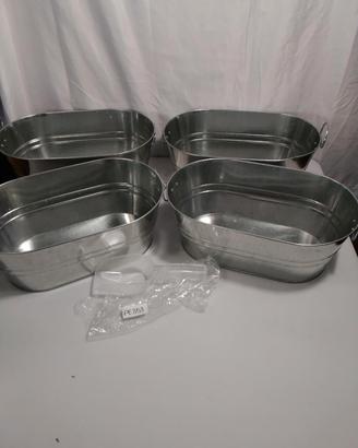 4 secchielli porta ghiaccio in acciaio