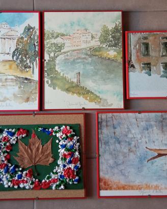 5 quadri arte veneta acquerello galleria d'arte 