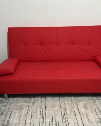 Divano letto ecopelle rosso
