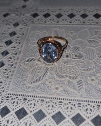 Anello 14 kt con acquamarina 