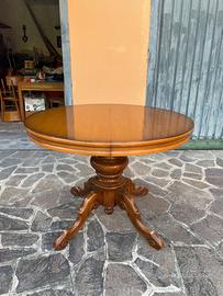 Tavolo antico rotondo apribile con set 4 sedie