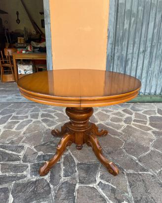 Tavolo antico rotondo apribile con set 4 sedie