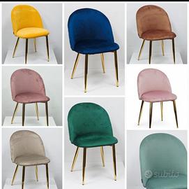 sedia velvet in velluto gambi in  oro 