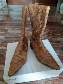 Stivaletti VERA PELLE PITONE tg 40 marrone donna