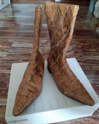 Stivaletti VERA PELLE PITONE tg 40 marrone donna