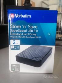 Verbatim hard disk esterno 2tb store 'n' save